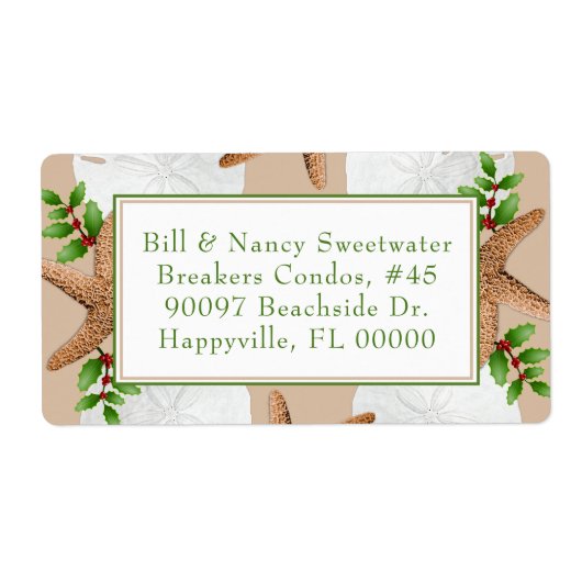 Adresetiketten voor Kerstmis met doorn en goudstak Etiket (Voorkant)