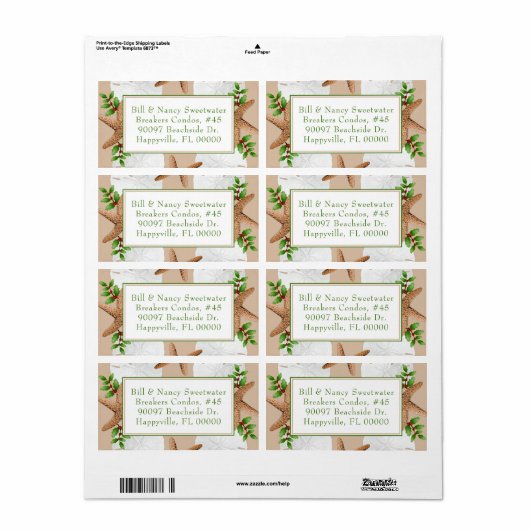 Adresetiketten voor Kerstmis met doorn en goudstak Etiket (Full Sheet)