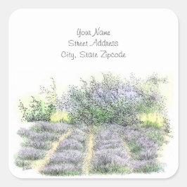 adresetiketten voor "Lavender Field" Vierkante Sticker