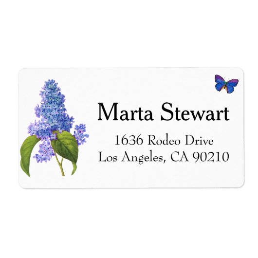 Adresetiketten voor lila en vlinder etiket (Voorkant)