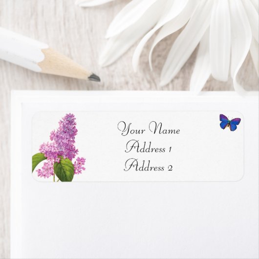 Adresetiketten voor lila en vlinder etiket (Insitu)