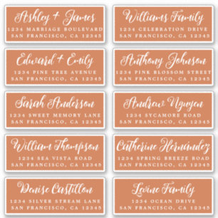 Adresetiketten voor Oranje bruiloft met script ver Sticker