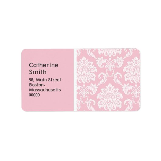 Adresetiketten voor roze Damask Wedding Etiket (Voorkant)