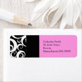 Adresetiketten voor roze en zwarte Damasdoorns Etiket (Insitu)