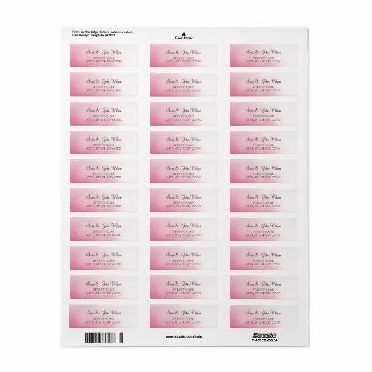 Adresetiketten voor roze ombre Wedding Etiket (Full Sheet)