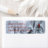 Adresetiketten voor sneeuwstorm in kardinale bomen etiket (Insitu)