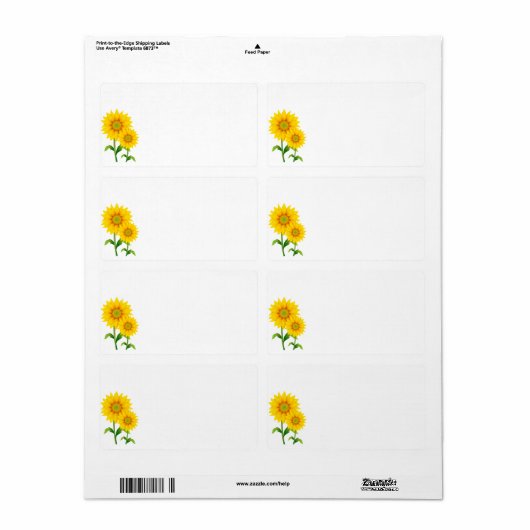 Adresetiketten voor verzending - Zonnebloemen Etiket (Full Sheet)