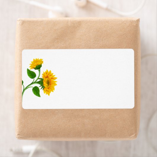 Adresetiketten voor verzending - Zonnebloemen Etiket (Insitu)