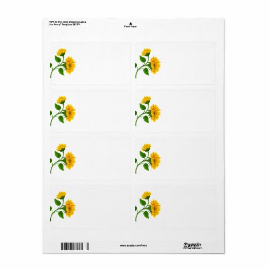 Adresetiketten voor verzending - Zonnebloemen Etiket (Full Sheet)