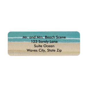 Adresetiketten voor Zand Beach Ocean Waves Scene Etiket
