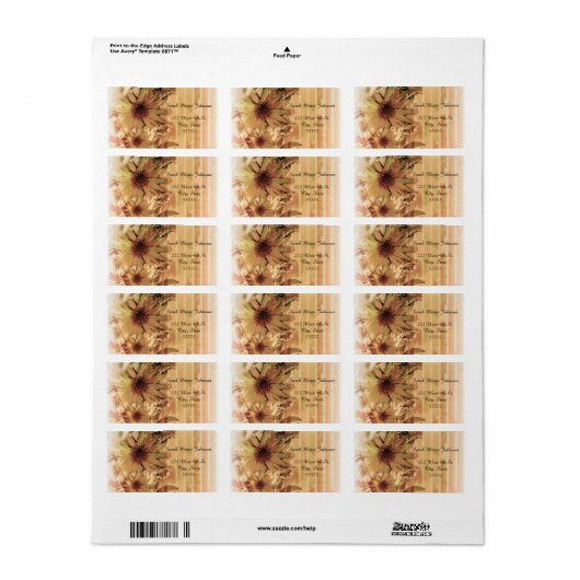Adresetiketten voor zonnebloempjes Etiket (Full Sheet)