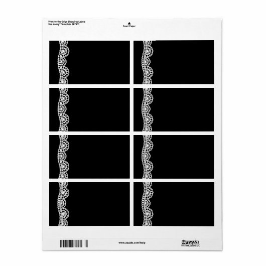 Adresetiketten voor zwart-wit lace-weddenschap etiket (Full Sheet)