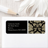Adresetiketten voor zwarte en ivoren Damask Etiket (Insitu)