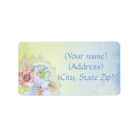 Adresetiketten/Waterverf en bloemen Etiket (Voorkant)