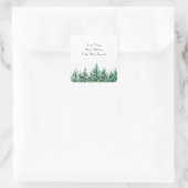 adresetiketten "Waterverf Pine Trees" Vierkante Sticker (Tas)