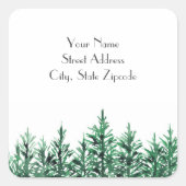 adresetiketten "Waterverf Pine Trees" Vierkante Sticker (Voorkant)