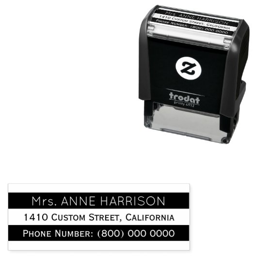 Adresinformatie met zwarte en witte strepen zelfinktende stempel (In situ)