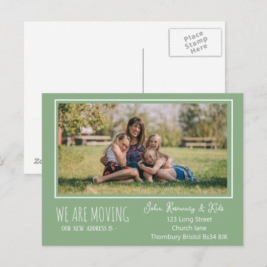 Adreskaart Groen modern eenvoudig Briefkaart (Voorkant / Achterkant)