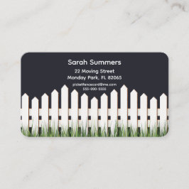 Adreskaart met witte omheining en gras visitekaartje