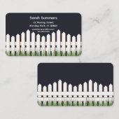 Adreskaart met witte omheining en gras visitekaartje (Voorkant / Achterkant)