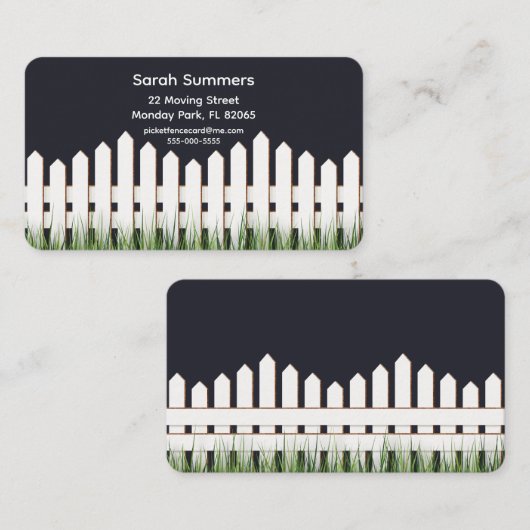 Adreskaart met witte omheining en gras visitekaartje (Voorkant / Achterkant)