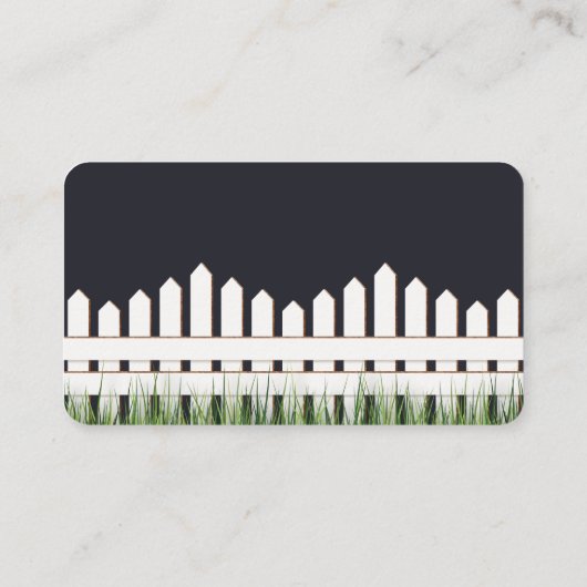 Adreskaart met witte omheining en gras visitekaartje (Achterkant)