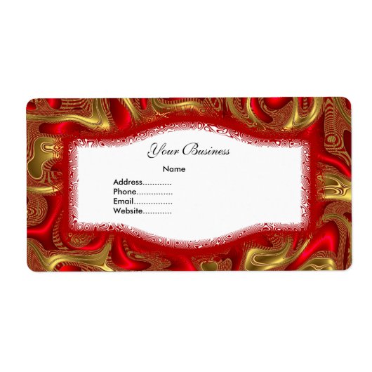 Adreslabel Abstract Rood Goud Etiket (Voorkant)