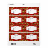 Adreslabel Abstract Rood Goud Etiket (Full Sheet)