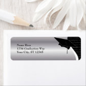 Adreslabel Afstuderen in zwart en zilver Etiket (Insitu)