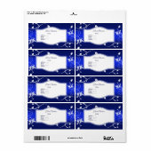 Adreslabel Bloemmotief Blauw Wit Etiket (Full Sheet)
