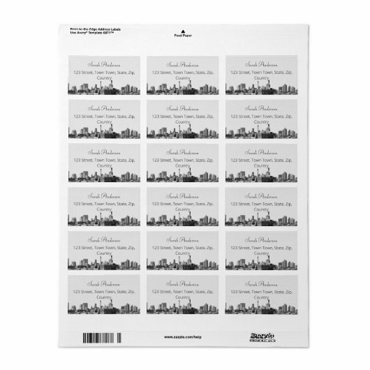 Adreslabel Cityscape Etiket (Full Sheet)