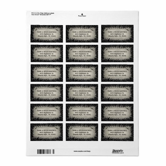 Adreslabel - Halloween grijs met zwarte rand Etiket (Full Sheet)