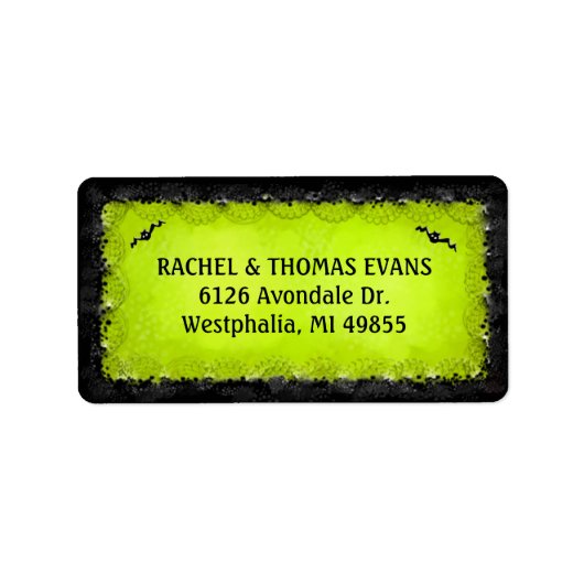 Adreslabel - Halloween groen met zwarte rand Etiket (Voorkant)