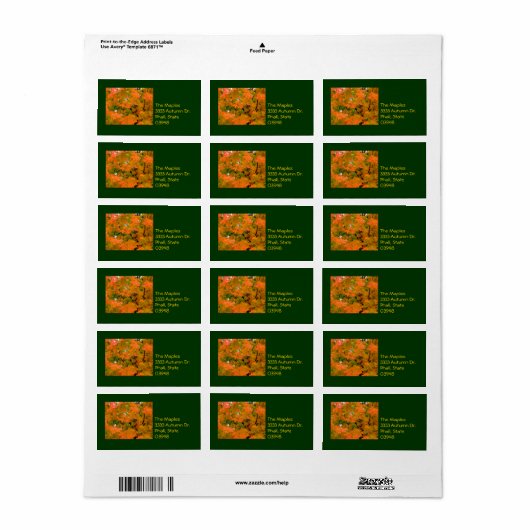 adreslabel herfstbomen etiket (Full Sheet)