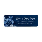 Adreslabel Indigo Botanical waterverf Script Etiket (Voorkant)