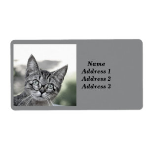 Adreslabel met een Cute Kat met een Bril Etiket