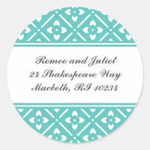 Adreslabel met Lotus Square Pattern Ronde Sticker