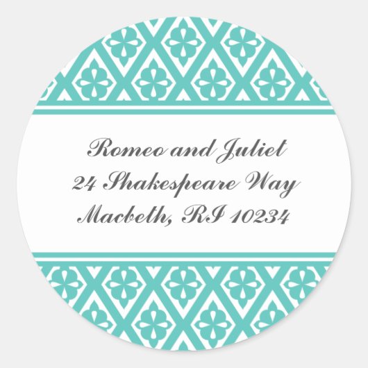 Adreslabel met middeleeuws crosspatroon ronde sticker (Voorkant)