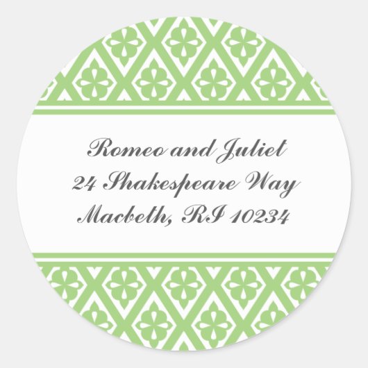 Adreslabel met middeleeuws kruispatroon ronde sticker (Voorkant)