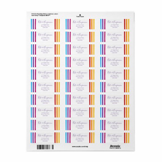 Adreslabel met regenboogwaterverf etiket (Full Sheet)