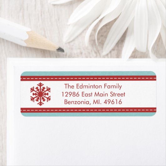 Adreslabel Modern Blue Merry Little Christmas Etiket (Insitu)