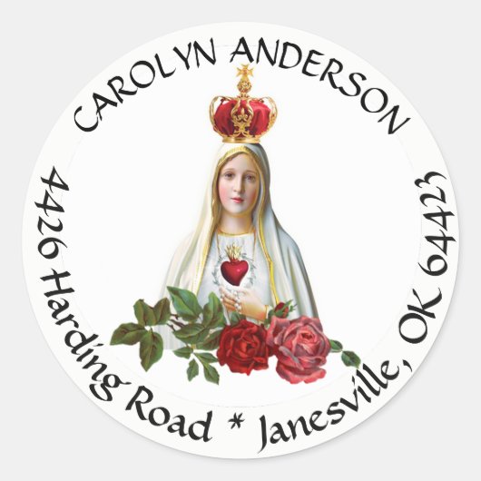 Adreslabel Onze-Lieve-Vrouw van Fatima Ronde Sticker (Voorkant)