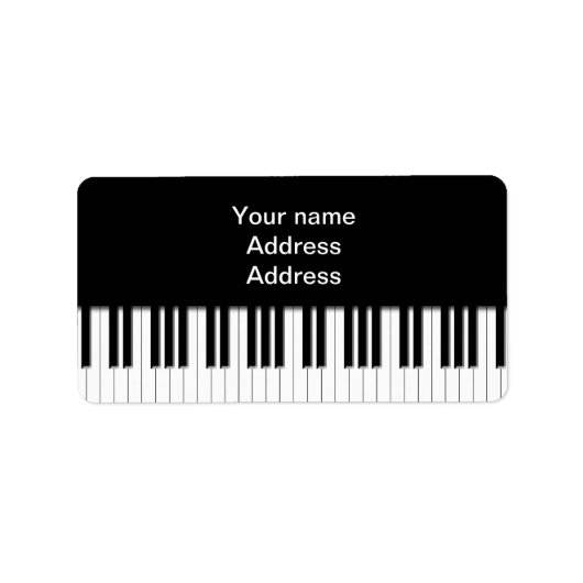Adreslabel - Piano Keys zwart wit Etiket (Voorkant)