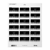 Adreslabel - Piano Keys zwart wit Etiket (Full Sheet)