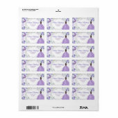 Adreslabel Quinceañera 15 Anos Silver Paarse Etiket (Full Sheet)