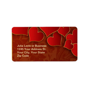 Adreslabel Red Hearts Etiket