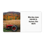 Adreslabel, retour, herfst, tractor. etiket (Voorkant)