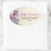 Adreslabel - sticker met lila bloemen (Tas)