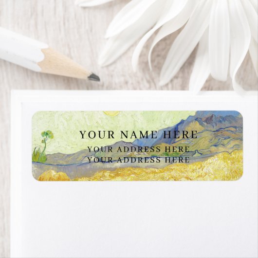 ADRESLABEL : VAN GOGH : TARWEVELD MET REAPER ETIKET (Insitu)