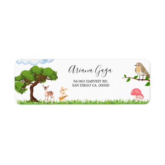 adreslabel van het Baby shower van bosdieren Etiket (Voorkant)